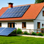 Rustic Farmhouse and Modern Solar Panels**

"A cozy, traditional Polish farmhouse with a red tile roof, surrounded by a flourishing vegetable garden, fully clothed, appropriate attire, safe for work, perfect anatomy, natural proportions. In the background, modern solar panels glisten in the sun. Family-friendly scene, high quality, professional photography, natural lighting, showcasing the blend of traditional and modern sustainable living. Modest, rural setting."

**